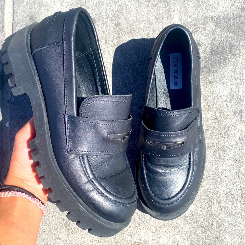 STEVE MADDEN LAWRENCE BLACK LEATHER